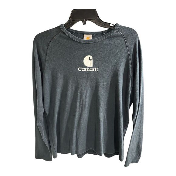 Carhartt For Women Y2k Vintage‎ Black Long Sleeve Shirt Logo Cotton XL - Picture 1 of 6